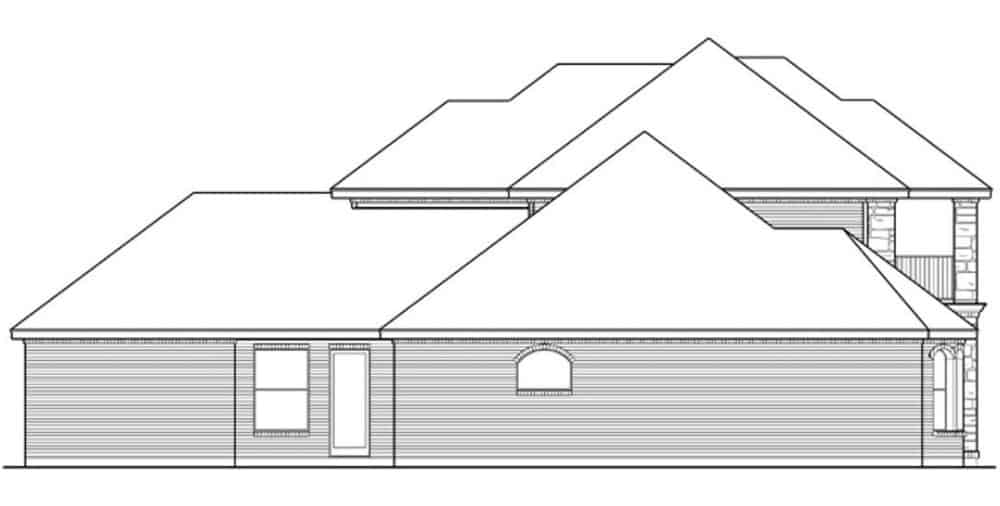 新古典主义风格的两层三卧室住宅的仰角草图。