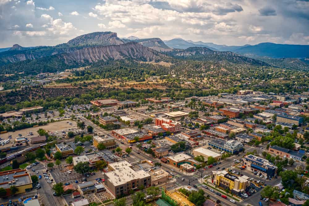 这是科罗拉多州杜兰戈镇的鸟瞰图。