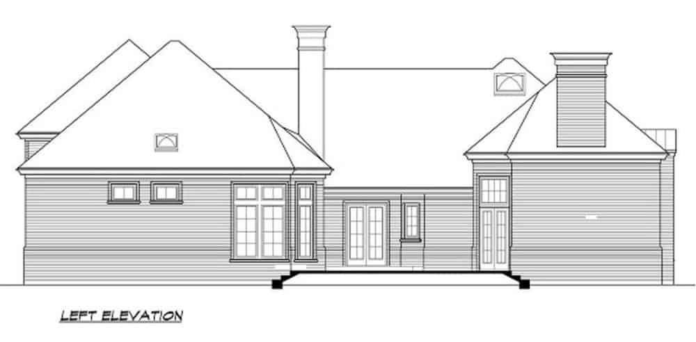 左立面草图的3卧室欧式风格的两层住宅。