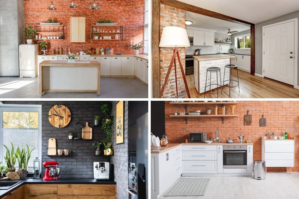 厨房的照片拼贴与不同的厨房墙壁的想法。