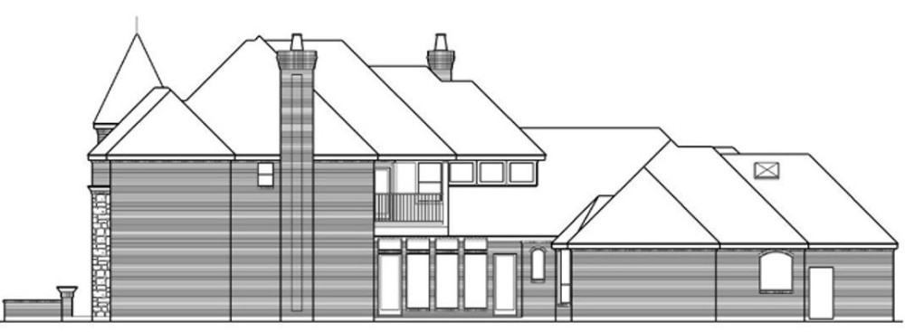 两层三卧室传统住宅的右立面草图。