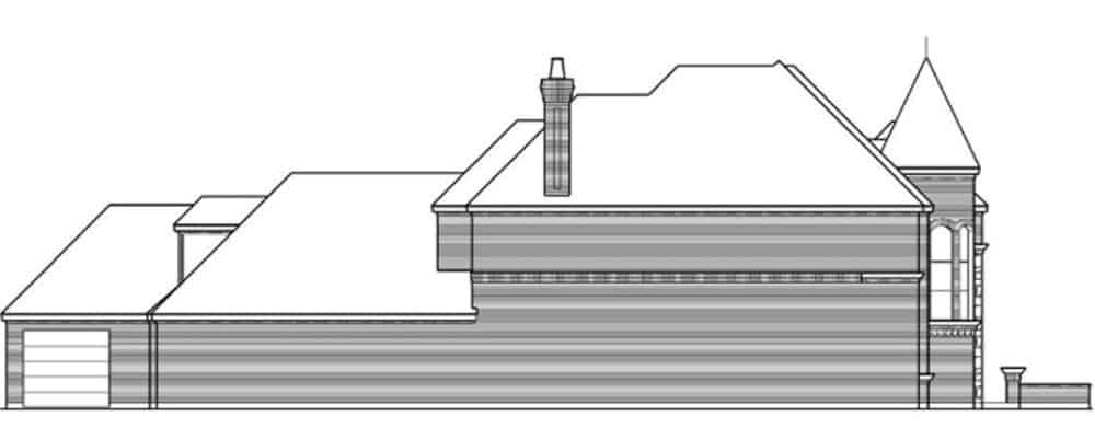两层三卧室传统住宅的左立面草图。