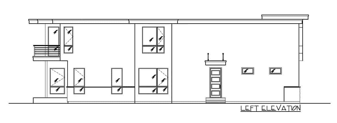 左立面草图的当代两层四卧室西北家。