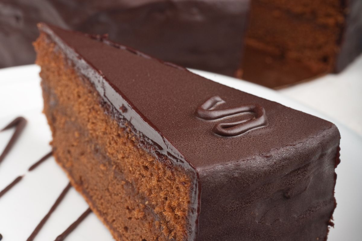 一块加奇亚籽的巧克力蛋糕。
