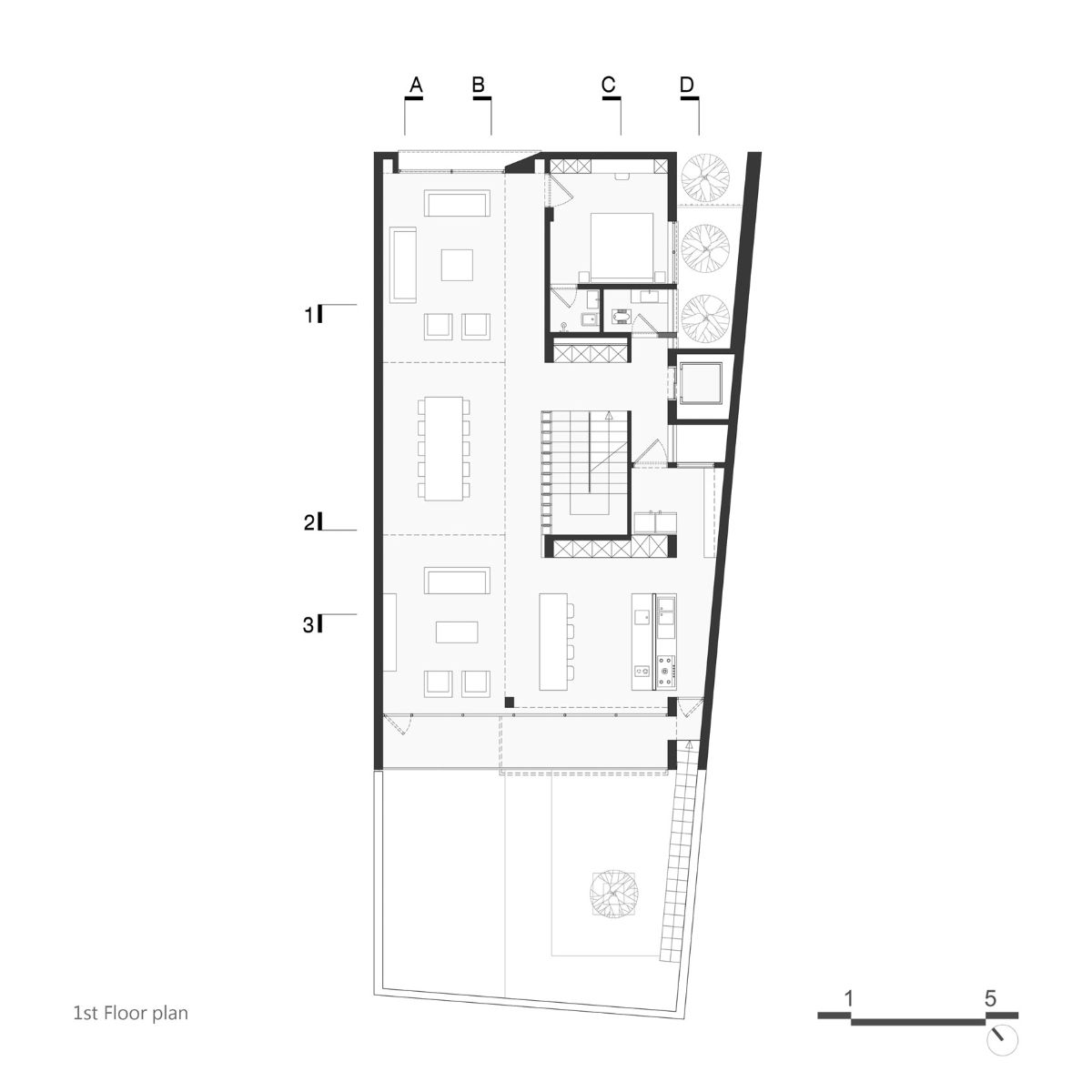 Pishva住宅一楼平面图。