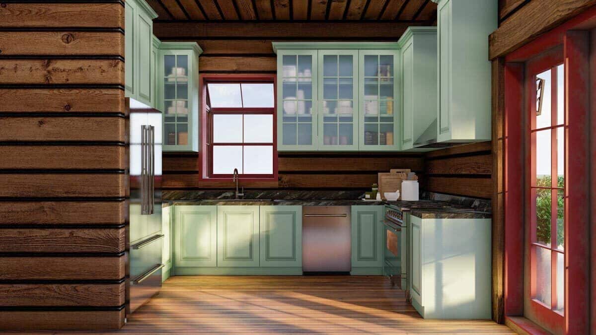 厨房提供了充足的存储，大理石台面，和不锈钢电器。