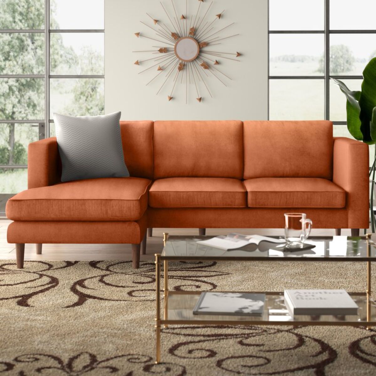 Allmodern设计的华丽橙色组合式Aaron沙发