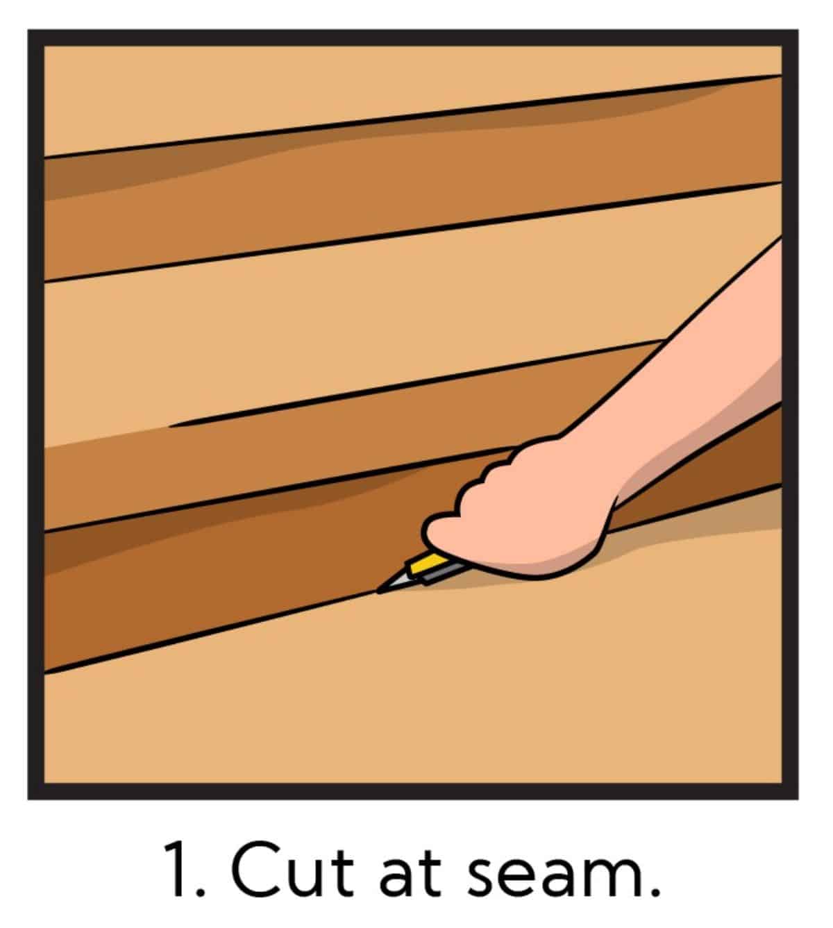 如何从楼梯上移除地毯-第一步:沿着地毯的接缝切割
