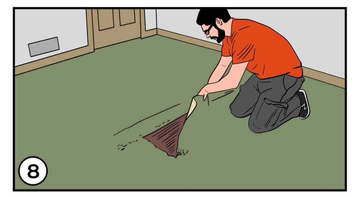 如何移除房间地毯-第8步:从图钉条上扯下衬垫