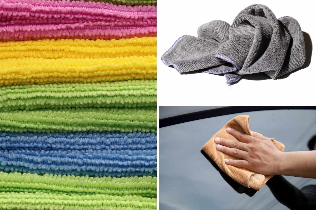 照片拼贴不同的超细纤维毛巾。