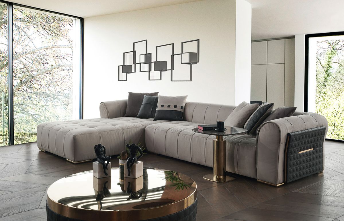 美丽的客厅配有Zebrano组合沙发