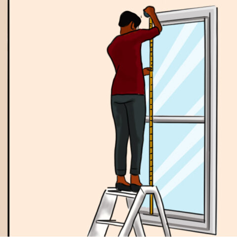 如何测量百叶窗的窗户-第五步:测量左边窗户开口的高度