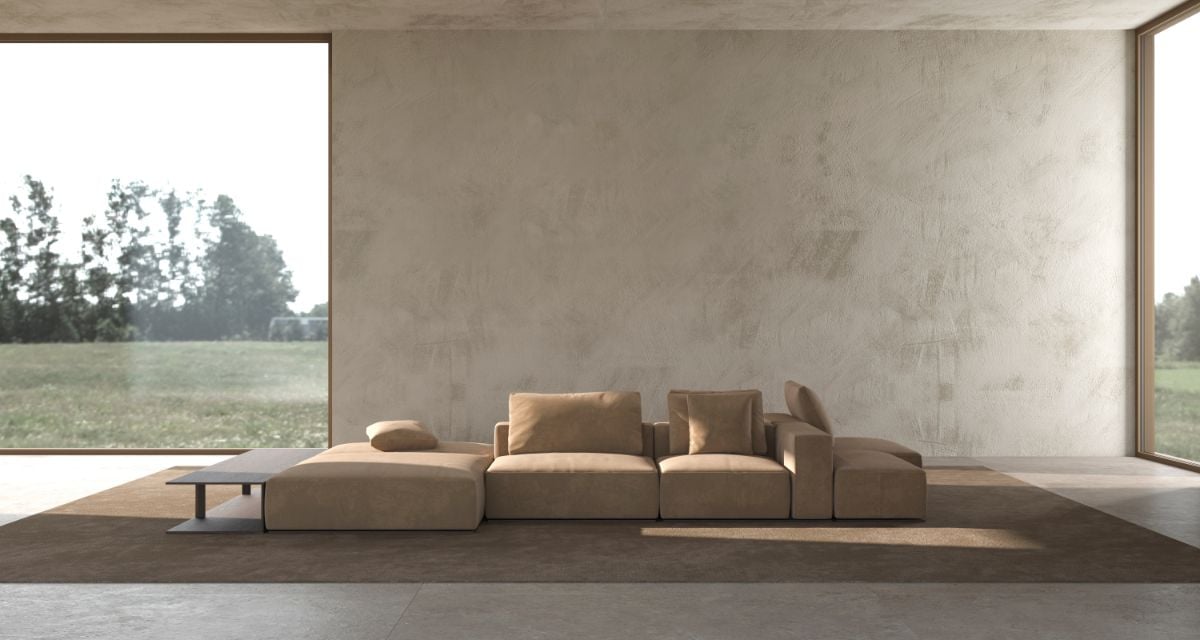 华丽的模块化沙发在现代客厅设置