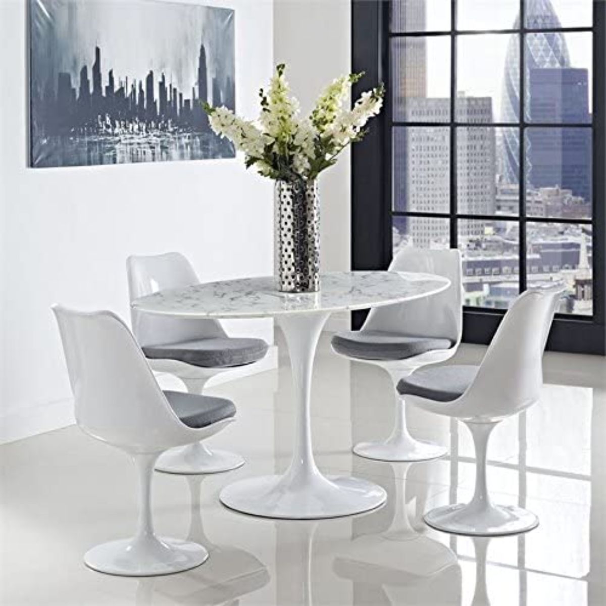 现代时尚的白色餐桌由Modway制作