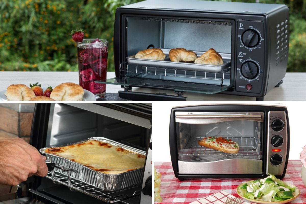 烤箱烤面包机的拼贴画。