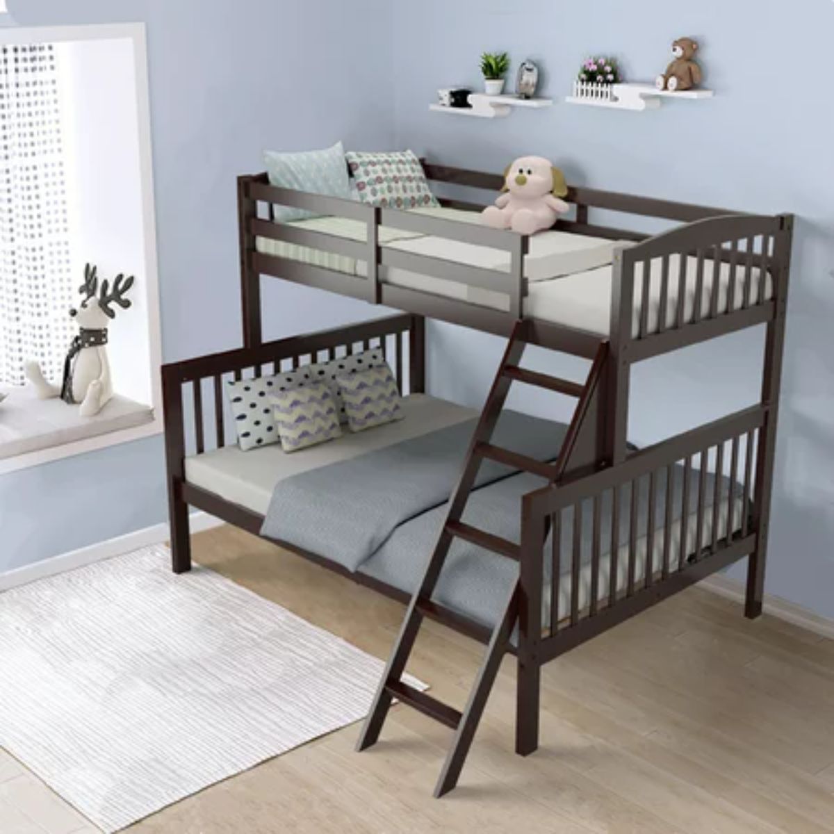 神奇的双人床和双人床儿童卧室由Costway家具