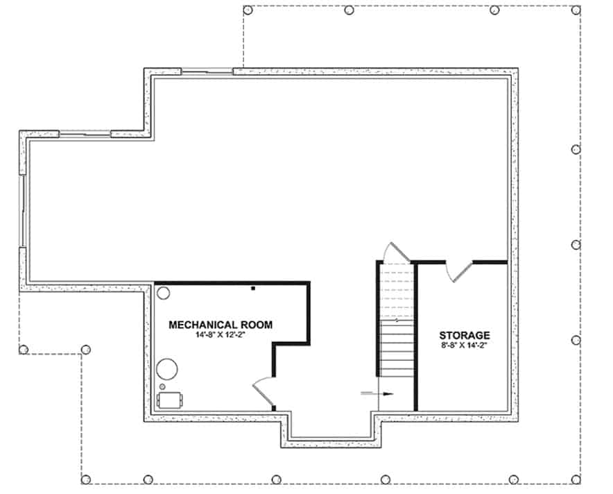 低层平面图有两间卧室和一间带湿酒吧和甲板通道的社交室。