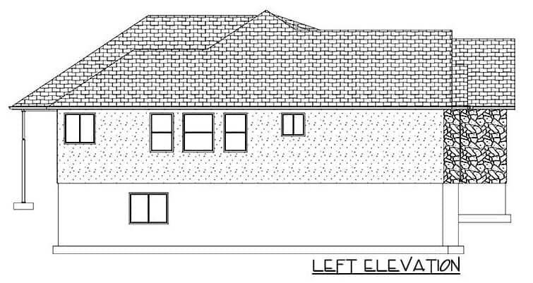 左视图层楼的乡村风格的素描5-bedroom回家。
